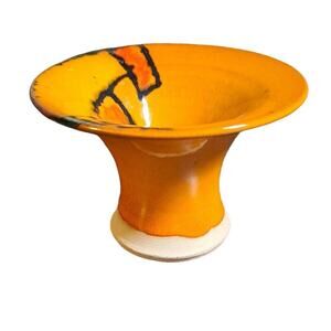 Vintage Danish Candle Holder MCM Postmodern Orange Black Taper Fit see photo